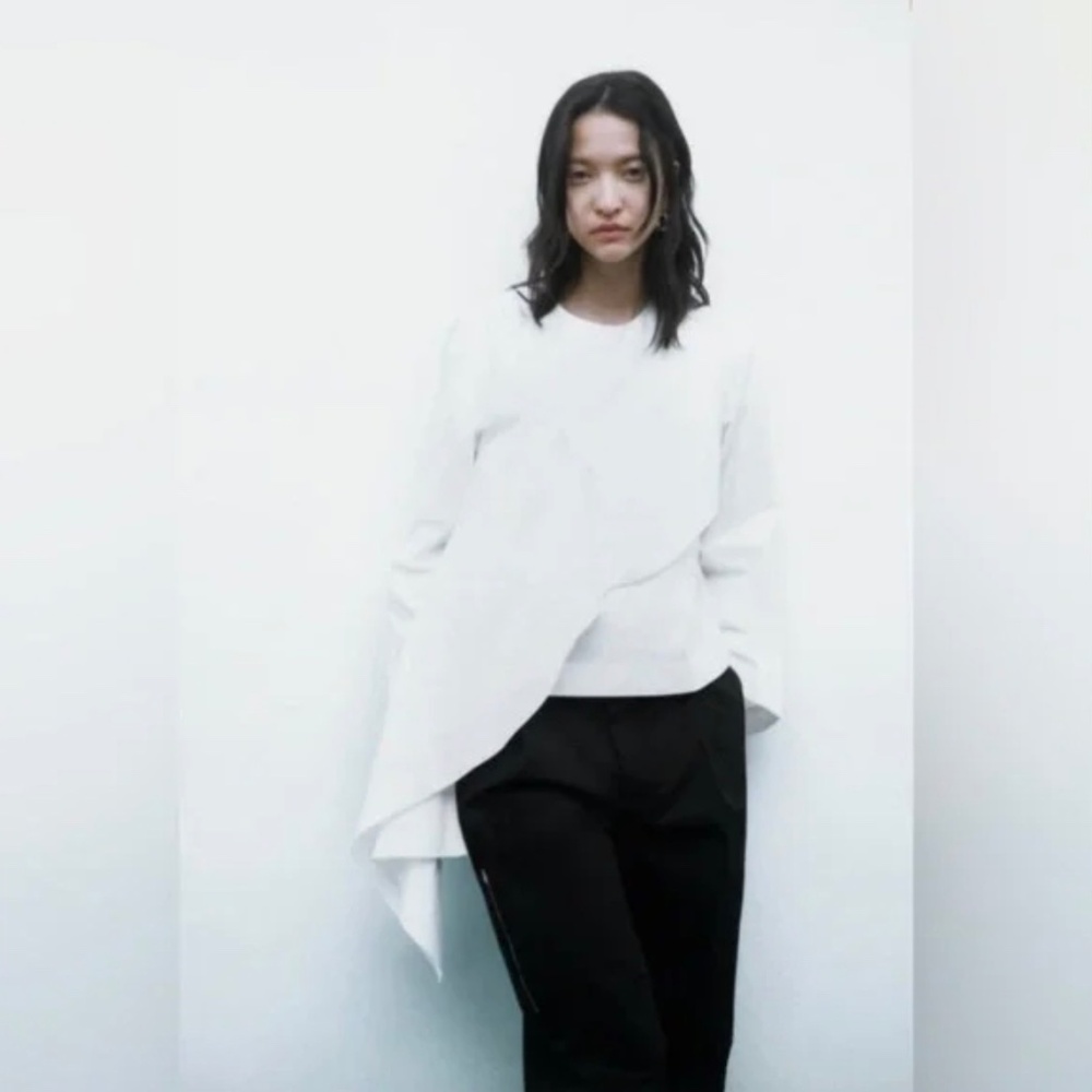 ZARA ASYMMETRIC “PEPPA” POPLIN BLOUSE